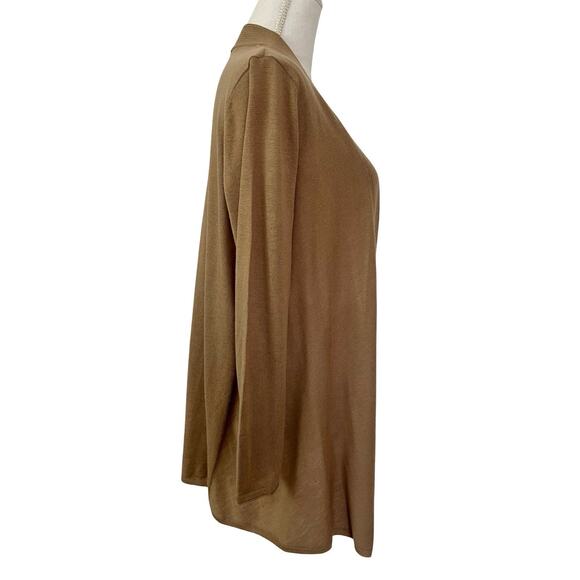J Jill Womens Open Front Draped Wool Blend Cardigan Size SP Tan Neutral Travel - Picture 3 of 7